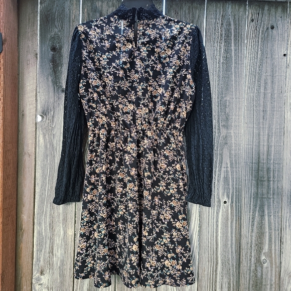 SHEIN Black Floral Long Sleeve Dress - Picture 5 of 6